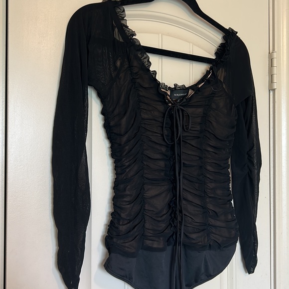 Majorelle long sleeve fitted tie front bodysuit - Picture 3 of 5